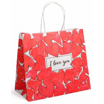 Пакет подарочный крафтовый I love you