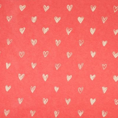 Kraft gift wrapping paper “Hearts”, red