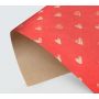 Kraft gift wrapping paper “Hearts”, red