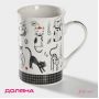 Кружка Доляна «Кошачьи будни», 300 мл, фарфор, белая