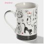 Кружка Доляна «Кошачьи будни», 300 мл, фарфор, белая