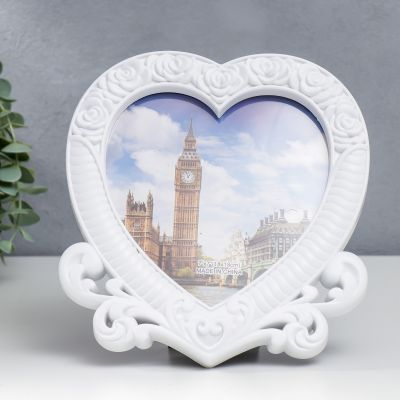 “Heart with Roses” Photo Frame 18x18 cm, White “Heart with Roses” Photo Frame 18x18 cm, White