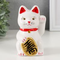 Pul qabı “Ağ Maneki-neko pişiyi zəngli” 8×7.5×13 sm