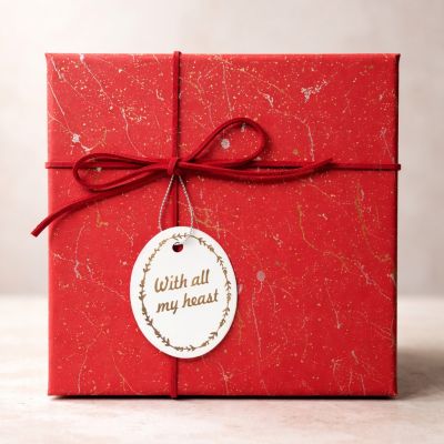 Red Cosmos Box "With All My Heart" 18.5×18.5×9.5 cm