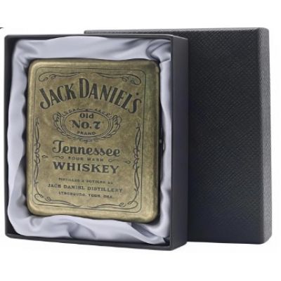 Jack Daniel’s Retro Vintage Metal Cigarette Case, Bronze, 20 Cigarettes