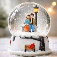 Музыкальный снежный шар с подсветкой «Влюблённые — Объятия»