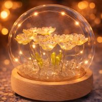 Светящийся сувенир Цветочная композиция под стеклом Светящийся сувенир Цветочная композиция под стеклом