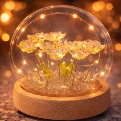 Светящийся сувенир Цветочная композиция под стеклом Светящийся сувенир Цветочная композиция под стеклом