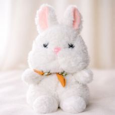Soft Plush White Bunny with Carrot Scarf 25 cm