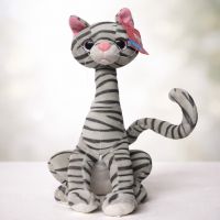 Мягкая игрушка «Серый кот с длинной шеей» 30 см плюшевый