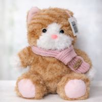 Мягкая игрушка рыжая кошечка с шарфом 24 см плюшевая