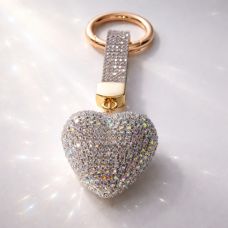 Kristallı gümüş ürək açar breloku