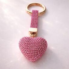 Decorative pink heart crystal keychain