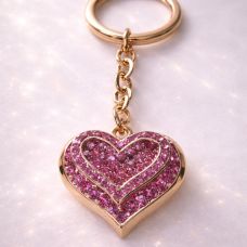Decorative crystal keychain - big pink heart