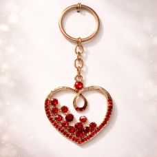 Decorative crystal keychain - red heart