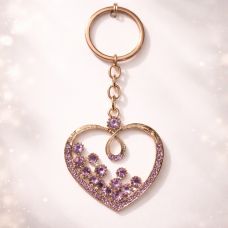 Decorative crystal keychain violet heart