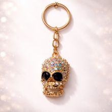 Crystal Skull Metal Keychain Gold Design