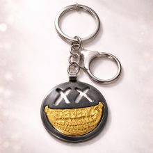 Брелок металлический "Смайл XX" с золотой улыбкой