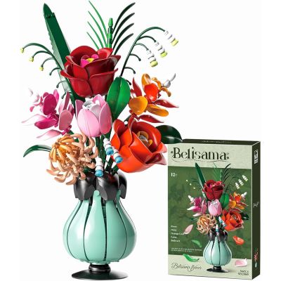 Belsama Flower Bouquet Building Set with Vase, 566 PCS