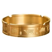 Round Brass Ashtray 8.5 cm with Bull Relief Design