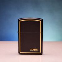 Бензиновая зажигалка ZORRO Black с золотыми элементам
