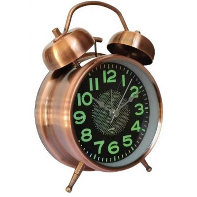 Будильник ретро металлический с подсветкой и звонком 12.5 см Будильник ретро металлический с подсветкой и звонком 12.5 см