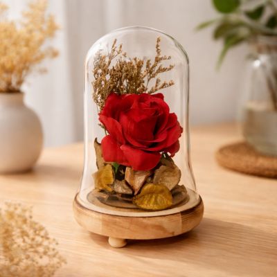 Сувенирная Роза под стеклом 17 см