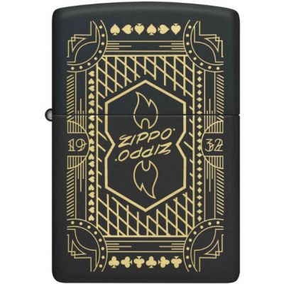 Zippo 46483 Lines Design Matte Black Windproof Pocket Lighter