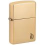 Zippo Armor High Polish Brass Lighter with Flame Design Engraving