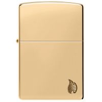 Zippo Armor High Polish Brass Lighter with Flame Design Engraving