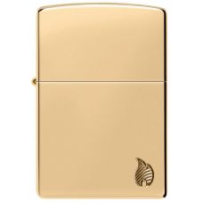 Zippo Armor High Polish Brass Lighter with Flame Design Engraving