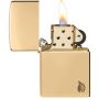 Zippo Armor High Polish Brass Lighter with Flame Design Engraving