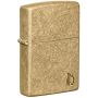 Zippo Armor Tumbled Brass Lighter with Flame Design Engraving