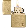Zippo Armor Tumbled Brass Lighter with Flame Design Engraving
