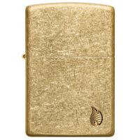Zippo Armor Tumbled Brass Lighter with Flame Design Engraving