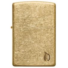 Zippo Armor Tumbled Brass Lighter with Flame Design Engraving