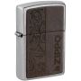Зажигалка Zippo Brown Leather Emblem Street Chrome