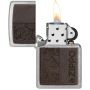 Зажигалка Zippo Brown Leather Emblem Street Chrome