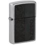 Зажигалка Zippo Black Leather Emblem Street Chrome
