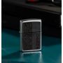 Зажигалка Zippo Black Leather Emblem Street Chrome