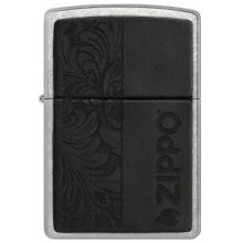 Zippo Black Leather Emblem Street Chrome alışqan