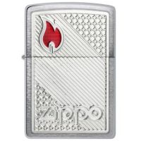 Zippo Tiles Emblem Design Brushed Chrome Lighter