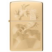 Zippo Golden Dragon Design High Polish Brass alışqan
