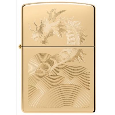 Zippo Golden Dragon Design High Polish Brass alışqan