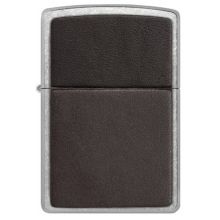 Зажигалка Zippo Brown Leather Emblem Street Chrome