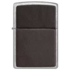 Zippo Brown Leather Emblem Street Chrome Lighter