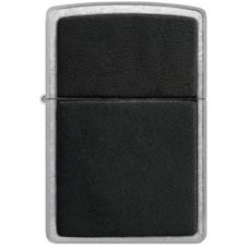 Zippo Black Leather Emblem Lighter with Leather Insert