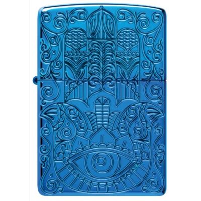 Зажигалка Zippo Hamsa Design Deep Carve Blue — символ защиты и удачи