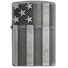 Zippo Flag Armor Antique Silver alışqanı — qalın korpuslu premium model