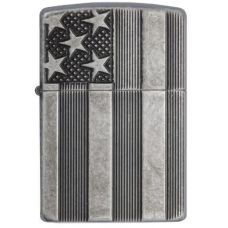 Zippo Flag Armor Antique Silver Lighter